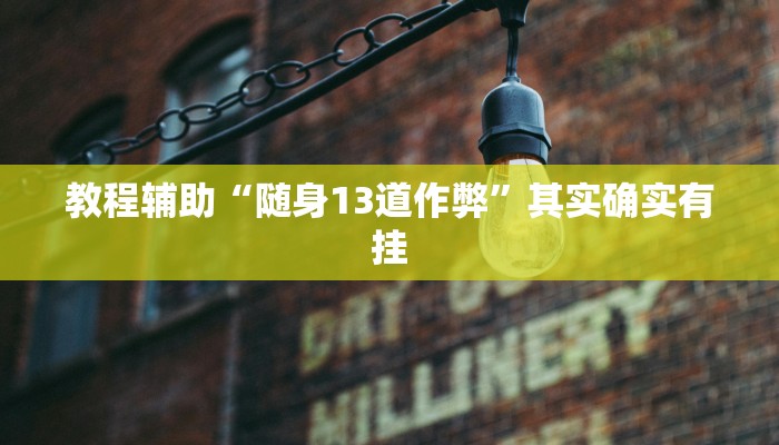 教程辅助“随身13道作弊”其实确实有挂 教程辅助“随身13道作弊”其实确实有挂