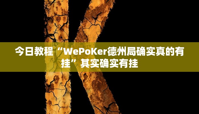 今日教程“WePoKer德州局确实真的有挂”其实确实有挂
